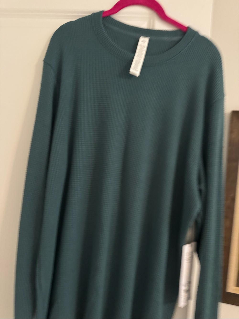ALO Yoga Women's Crewneck Waffle Knit Sweater in Teal Green